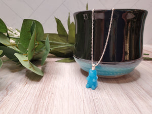 Glow in the Dark Gummy Bear Necklace - Light Blue