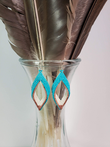 Twisted Leaf Earrings - Turquoise/White/Copper