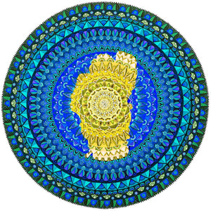 Lake Tahoe Mandala - Yellow Lake - Hand Stretched Canvas