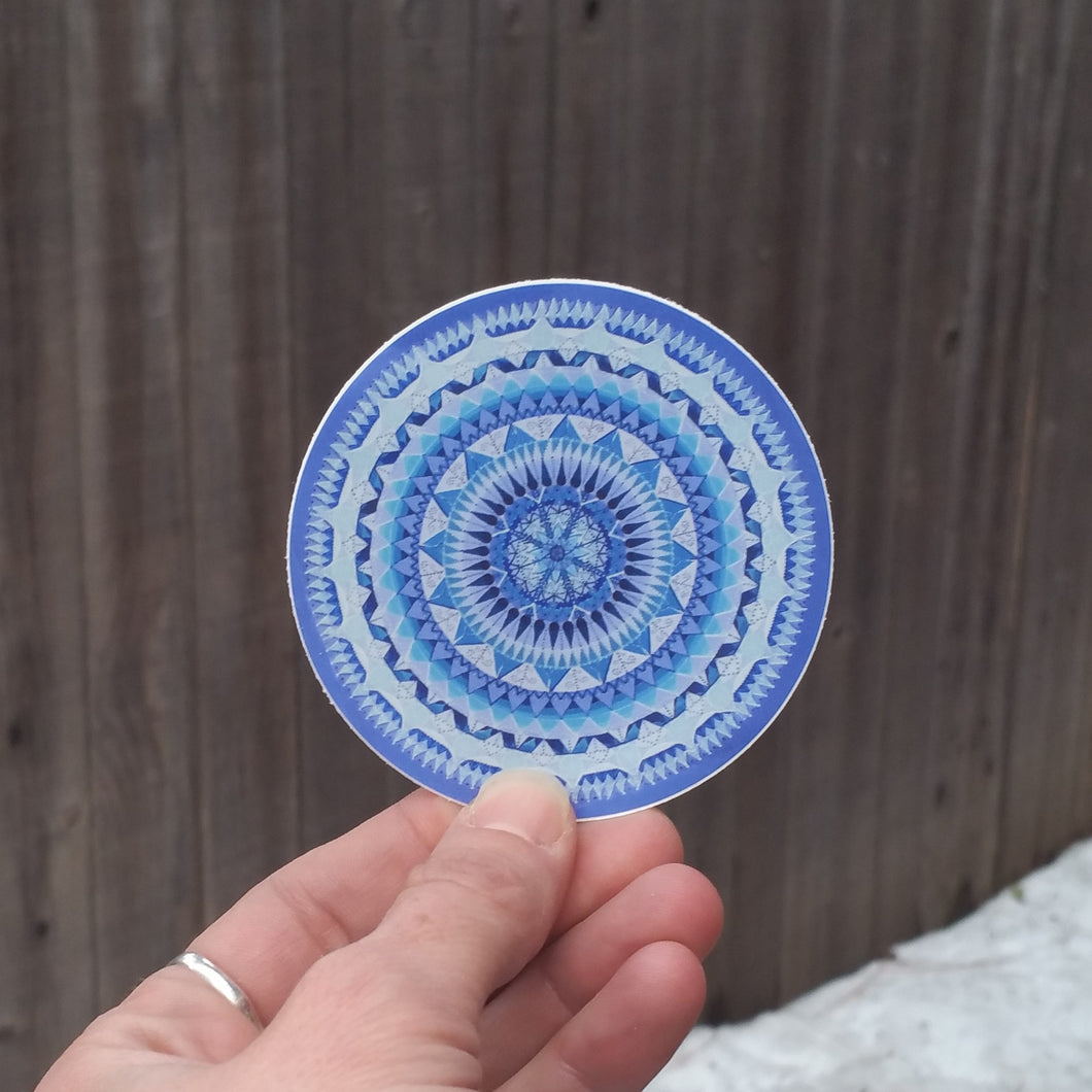 Monochromatic Blue Ice Mandala Sticker