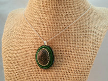 Load image into Gallery viewer, Bead Embroidered Pendant with Stone from North Lake Tahoe
