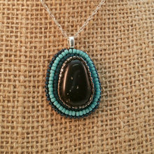 Load image into Gallery viewer, Bead Embroidered Pendant with Stone from North Lake Tahoe
