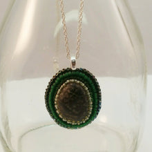 Load image into Gallery viewer, Bead Embroidered Pendant with Stone from North Lake Tahoe
