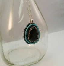 Load image into Gallery viewer, Bead Embroidered Pendant with Stone from North Lake Tahoe
