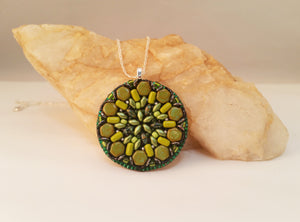 Green Beaded Mandala Pendant