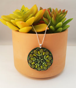 Green Beaded Mandala Pendant