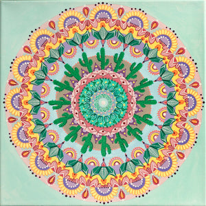 Pastel Cactus Mandala - Archival Giclee Paper Print - Unframed