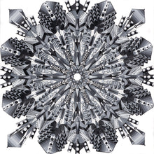 Load image into Gallery viewer, Black and White Snowflake Mandala - Archival Giclee Paper Print - Unframed
