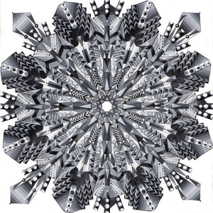 Black and White Snowflake Mandala - Archival Giclee Paper Print - Unframed