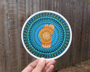 Turquoise & Orange Lake Tahoe Mandala Sticker