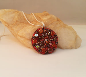 Red Beaded Mandala Pendant