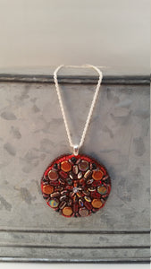 Red Beaded Mandala Pendant