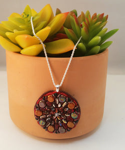 Red Beaded Mandala Pendant