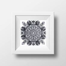 Load image into Gallery viewer, Black and White Snowflake Mandala - Archival Giclee Paper Print - Unframed
