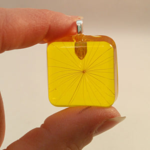 High Altitude Wish - Resin Pendant - YELLOW - Square Shaped